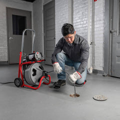 120V Drum Drain Cleaning Snake Auger with 3/8-In. x 75-Ft. Cable, 4-Piece Tool Set and Gloves