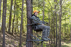 Lightweight Aluminum Climbing Treestand with Padded Seat, 300 Lb. Capacity, Safety Harness Included