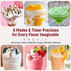 Slushie Machine for Home, No-Ice Frozen Drink Maker, Real-Time Temperature Display, Auto-Cleaning, 6 Preset Modes, Frozen Margaritas, Cocktails, Frappes, Smoothies, Milkshakes