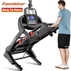 Famistar Folding Treadmill for Home with 15 Levels Auto Incline, 300LB Capcity, 10MPH Fast Speed Controls