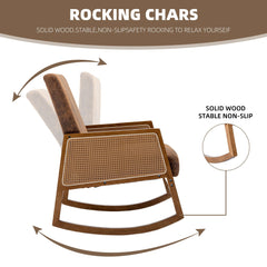 Upholstered Tall Back Rocking Chair, Smooth Gliding Accent Armchair for Comfortable Living Room Seating