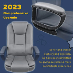 Big and Tall Executive Office Chair, High Back Ergonomic Leather Chair, 400 lb Capacity