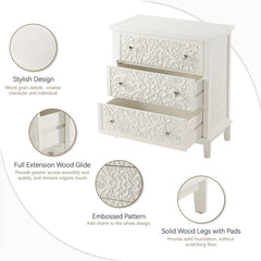 Farmhouse Fully Assembled Nightstand with 2 Drawers, Flower Motif End Table for Small Spaces