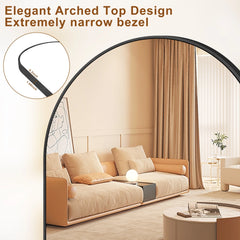 Modern Arched Full Length Floor Mirror, Aluminum Alloy Frame Standing Full Body Mirror