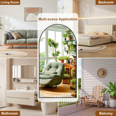 Modern Arched Full Length Floor Mirror, Aluminum Alloy Frame Standing Full Body Mirror
