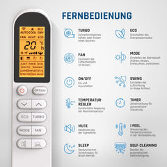 Danyon Klimaanlage Split - 12000 BTU - 3,4 kW, Selbstreinigung, leise, Smart Home, Inverter Klimagerät mit Heizfunktion, Splitgerät vorgefüllt mit R32
