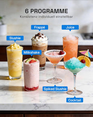 HBN Slush Maschine 2L Softeismaschine für Zuhause mit Selbstreinigende, kein Eis nötig, 6 Programme für Slushies, Cocktails, Margaritas, Frappés &