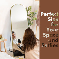 64x21 Full Length Floor Mirror, Large Full Body Aluminum Alloy Frame Standing Mirror with Stand and Wall Mount Option