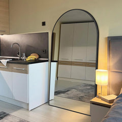 Modern Arched Full Length Floor Mirror, Aluminum Alloy Frame Standing Full Body Mirror