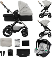 Kinderkraft MOOV XL 3 en 1, Carrito bebé hasta 27 kg, Carro, Con Asiento I-SIZE 40-75 cm, Plegable, Amortiguación, Convertible, Capazo XL, Con