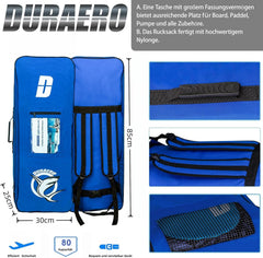 Inflatable Paddle Board with Kayak Seat, 330 x 76 x 15 cm, up to 150 kg, Integrated Pad, Detachable Fin, Double Adjustable Paddle, Repair Kit, Blue