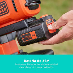 BLACK+DECKER Sopladora, aspiradora y trituradora de Hojas sin Cable de 36v, con Bolsa de recolección de 45L y batería de Litio de 2.5Ah, BCBLV3625L1-