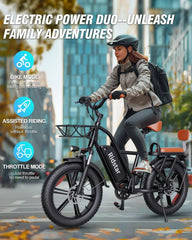 1000W Electric Bike for Adults, 48V 15Ah Removable Battery, 20-Inch x 4.0-Inch Fat Tires