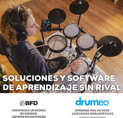 Alesis Nitro Max Kit Batería Electrónica con Parches Silenciosos de Malla, Caja de Doble Zona de 10", Bluetooth, 440+ Sonidos Auténticos, Lecciones
