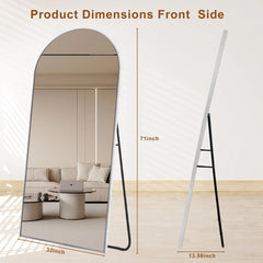 Modern Arched Full Length Floor Mirror, Aluminum Alloy Frame Standing Full Body Mirror