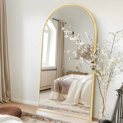 Modern Arched Full Length Floor Mirror, Aluminum Alloy Frame Standing Full Body Mirror