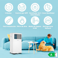 COMFEE Pingüino Aire Acondicionado Portátil 8000 BTU / 2000 Frigorías – Climatizador sin unidad exterior – Enfriador Silencioso Bajo Consumo con Kit