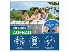 Power Steel Frame Pool Komplett-Set mit Filterpumpe, ca. L 412 x B 201 x L 122 cm