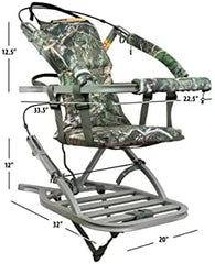 Lightweight Aluminum Climbing Treestand with Padded Seat, 300 Lb. Capacity, Safety Harness Included