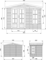 TIMBELA Caseta de jardín de Madera de 6 m2 - Cobertizo Jardin Exterior con Suelo, Ventana, Puerta Doble - Cabaña de jardín para Trabajar en casa - con