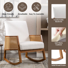 Upholstered Tall Back Rocking Chair, Smooth Gliding Accent Armchair for Comfortable Living Room Seating