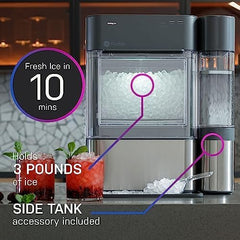 Countertop Nugget Ice Maker with 1-Gallon Water Tank, Makes 38 lbs of Pellet Ice in 24 Hours, WiFi Smart Connectivity, Includes Ice Scoop, Stainless Steel