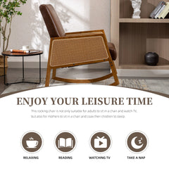 Upholstered Tall Back Rocking Chair, Smooth Gliding Accent Armchair for Comfortable Living Room Seating