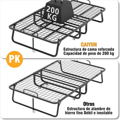 Cama Plegable de 120 cm con Colchón de 13cm (Viscoelástica), Somier Reforzado de Metal con 4 Ruedas y Funda Antipolvo, Cama Supletoria de Invitados