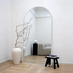 Modern Arched Full Length Floor Mirror, Aluminum Alloy Frame Standing Full Body Mirror