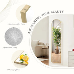 Full Length Mirror with Stand, Aluminum Alloy Frame Full Body Floor Mirror for Bedroom and Cloakroom