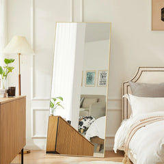 Full Length Mirror with Stand, Aluminum Alloy Frame Full Body Floor Mirror for Bedroom and Cloakroom