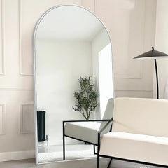 Modern Arched Full Length Floor Mirror, Aluminum Alloy Frame Standing Full Body Mirror