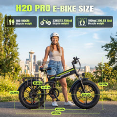 Bicicleta eléctrica plegable, batería extraíble 48 V 25 Ah, autonomía 110 KM, bicicleta eléctrica con neumáticos grasos 20" x 4, suspensión completa,