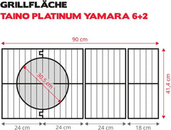TAINO PLATINUM YAMARA 6+2 Gasgrill Edelstahl 6 Brenner Keramik Sear-Burner Keramik Backburner Piezo-Zündung Grillrost Gusseisen