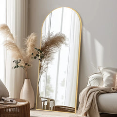 Modern Arched Full Length Floor Mirror, Aluminum Alloy Frame Standing Full Body Mirror