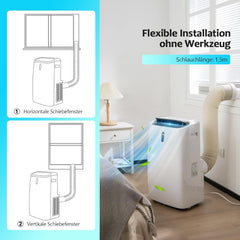 GOPLUS 14000 BTU Klimaanlage mit Abluftschlauch, 5 in 1 mobiles Klimagerät: Kühlen, Heizen, Entfeuchten, Belüften, Schlafmodus | für Raumgröße bis