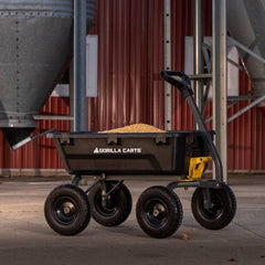 7-Cubic-Foot Poly Dump Garden Cart with No-Flat Tires, 1,200-Lb. Capacity, Black