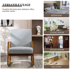 Upholstered Tall Back Rocking Chair, Smooth Gliding Accent Armchair for Comfortable Living Room Seating