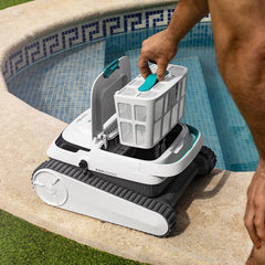 Cecotec Robot Limpiapiscinas para Fondos, Paredes y Línea de Flotación Conga Pooldroid 5000 TotalClean Pearl. Superficies 100m2, Pendiente Máx 90o,