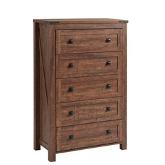 48 Inch Tall Farmhouse Wood Dresser, 5 Drawer Chest of Drawers for Bedroom