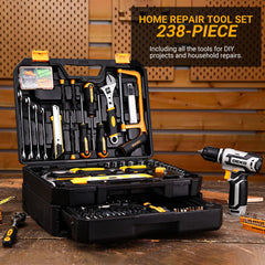 Home Mechanic Tool Kit with Toolbox and 12V Cordless Drill