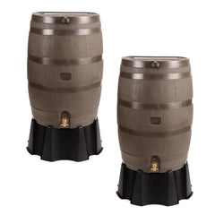 50 Gallon Rain Barrel with Brass Spigot, Large Outdoor Rainwater Collection and Storage Container for Garden
