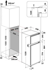 Bauknecht KDI 12S2 Einbau-Kühl-/Gefrierkombination, 173 l, elektronische Temperaturregelung, Abtauautomatik, LED-Beleuchtung, 36 dB leise,