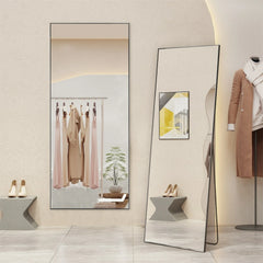 Full Length Mirror with Stand, Aluminum Alloy Frame Full Body Floor Mirror for Bedroom and Cloakroom