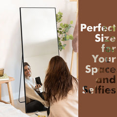 64x21 Full Length Floor Mirror, Large Full Body Aluminum Alloy Frame Standing Mirror with Stand and Wall Mount Option