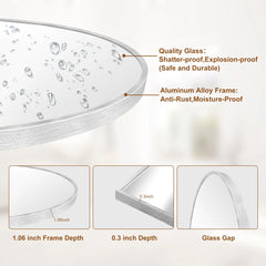 Modern Arched Full Length Floor Mirror, Aluminum Alloy Frame Standing Full Body Mirror