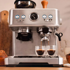 Cecotec Cafetera Express Barista Power Espresso 20 Barista. 2250W, 20 Bares, Manometro y 2 Thermoblocks, Depósito de Café en Grano, Molinillo con 20