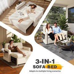 YOUDENOVA Sofá Cama 3 en 1, Sillón Cama multifunción, Sofá reclinable con Respaldo Regulable en 5 Posiciones, Sofá Cama para 2 Personas con Mesa y
