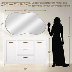 Asymmetrical Irregular Wall Mirror, Modern Decorative Accent Mirror for Living Room, Bedroom and Entryway