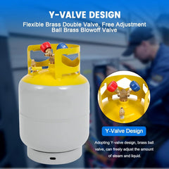 30 LB Refrigerant Recovery Tank for R12, R22, R134A, R410A Refrigerant with 1/4 SAE Y-Valve Liquid/Vapor Reclaim Tank AC Freon Recovery Tank Refrigerant Recovery Cylinder Tank Reusable-FAHKNS
